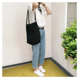 Women Cotton Shoulder Bag Eco Canvas Handbag Soft Casual Tote Solid Shopping Bag