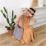 Women Cotton Shoulder Bag Eco Canvas Handbag Soft Casual Tote Solid Shopping Bag