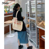 Women Cotton Fabric Shoulder Bag Solid Casual Tote