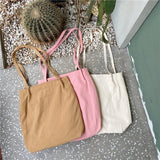 Women Cotton Shoulder Bag Eco Canvas Handbag Soft Casual Tote Solid Shopping Bag