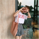 Women Cotton Shoulder Bag Eco Canvas Handbag Soft Casual Tote Solid Shopping Bag