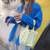 Flower Print Cotton Handbag Canvas Tote Eco Travel Lunch Bag