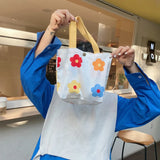 Flower Print Cotton Handbag Canvas Tote Eco Travel Lunch Bag
