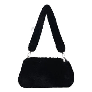 Women Cow Print Mini Shoulder Bags Plush Shopper Purses Handbag