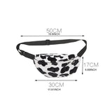 Women Cow Print Plush Waist Fanny Pack Travel Bag LX9F