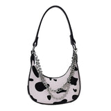 Cow Print Shoulder Bag Clutch Purse Underarm Handbag Satchel Zipper Tote Bags
