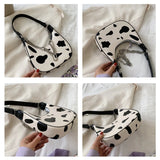 Cow Print Shoulder Bag Clutch Purse Underarm Handbag Satchel