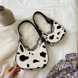Cow Print Shoulder Bag Clutch Purse Underarm Handbag Satchel Zipper Tote Bags