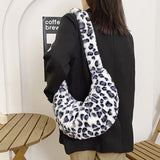 Retro Plush Shoulder Bag for Women, Autumn Winter Print Handbag