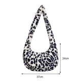 Retro Plush Shoulder Bag for Women, Autumn Winter Print Handbag