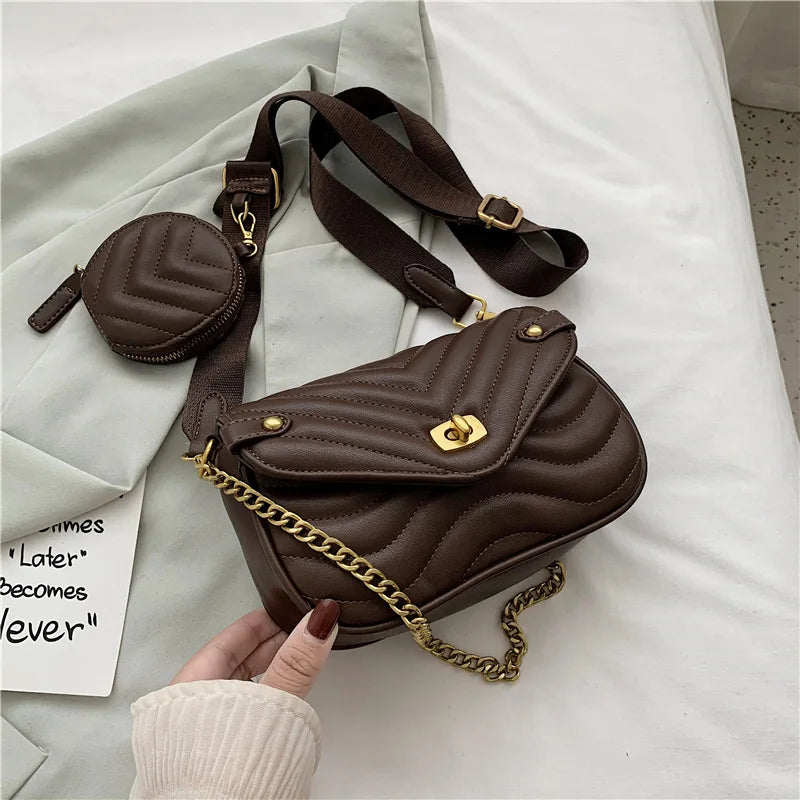 Women Crescent Chain Underarm Shoulder Bag Female Pu Leather Handbag Crossbody B