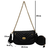 Women Crescent Chain Underarm Shoulder Bag Female Pu Leather Handbag Crossbody B