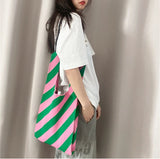 Women Crochet Knitted Woolen Vest Tote Bag 90s Classic Roomy Shoulder Bag