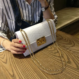 Women Crocodile Messenger Bag Chain Handbag Purse Crossbody Bag
