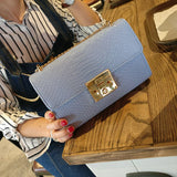 Women Crocodile Messenger Bag Chain Handbag Purse Crossbody Bag