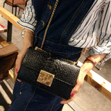 Women Crocodile Messenger Bag Chain Handbag Purse Crossbody Bag