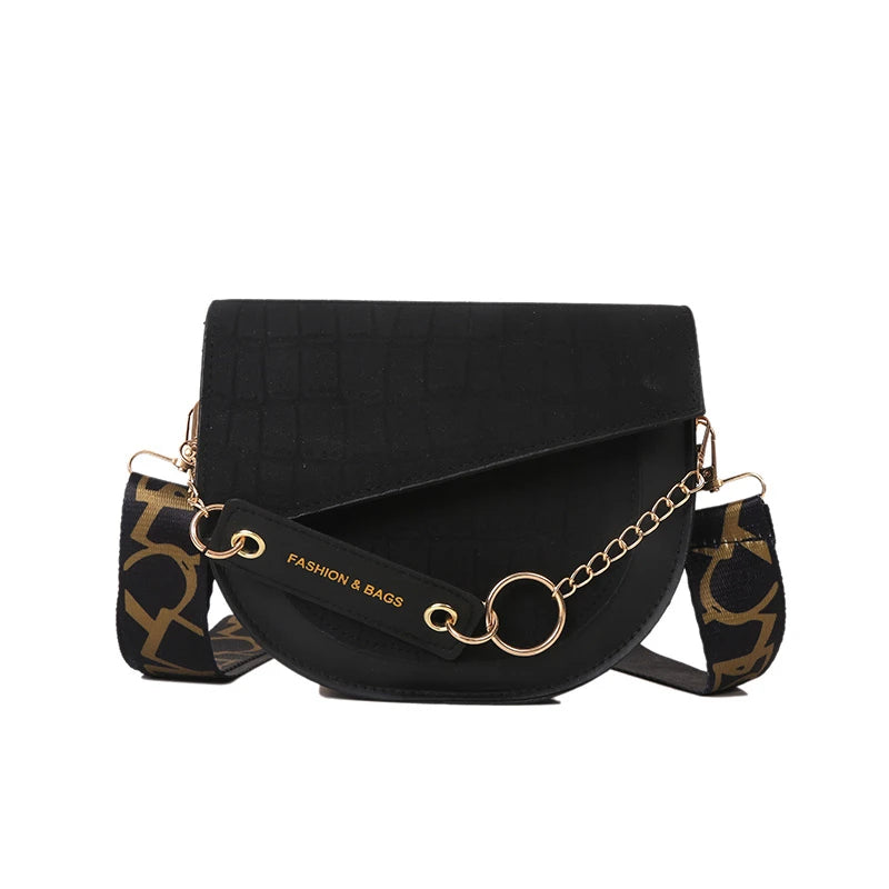 Women Crossbody Bag Saddle Shoulder Bags with Wide Strap