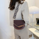 Women Crossbody Bag Saddle Shoulder Bags with Wide Strap