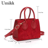 Women Crossbody Bag Casual Zipper Small Handbags Solid Flocking PU Leather