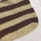 Straw Weave Crossbody Bag Hollow Striped Square Large Capacity for Summer Beach