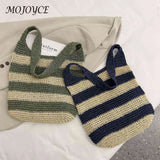 Straw Weave Crossbody Bag Hollow Striped Square Large Capacity for Summer Beach