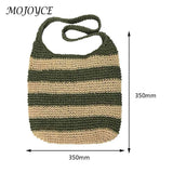 Straw Weave Crossbody Bag Hollow Striped Square Large Capacity for Summer Beach