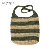 Straw Weave Crossbody Bag Hollow Striped Square Large Capacity for Summer Beach