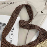 Straw Weave Crossbody Bag Hollow Striped Square Large Capacity for Summer Beach