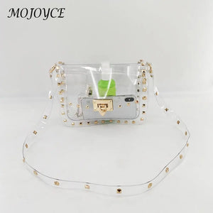 Women Crossbody Bag PVC Square Rivet Handbag Catch Shoulder Bag