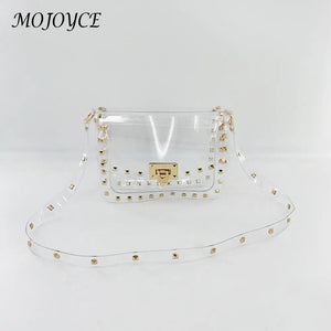 Women Crossbody Bag PVC Square Rivet Handbag Catch Shoulder Bag