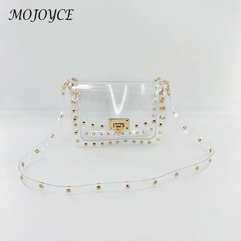 Women Crossbody Bag PVC Square Rivet Handbag Catch Shoulder Bag