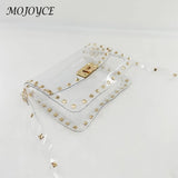 Women Crossbody Bag PVC Square Rivet Handbag Catch Shoulder Bag