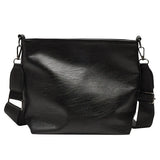 Women Crossbody Bag PU Leather Wide Strap Bucket Shoulder Bags
