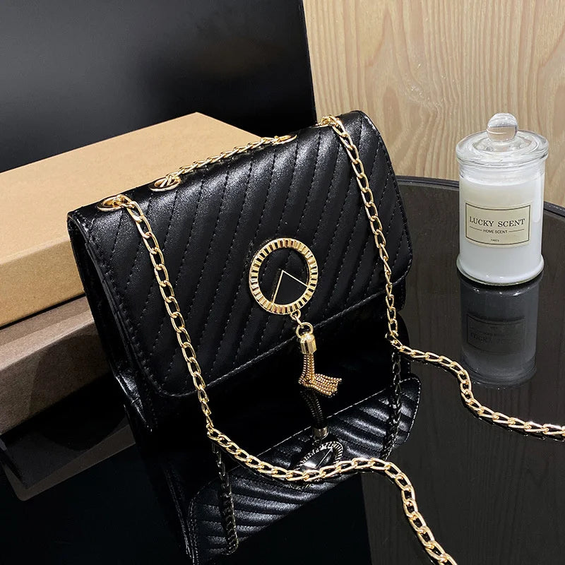 Sequined Tassel Crossbody Bag Embroidery Handbag