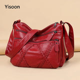 Women Crossbody Bag Soft PU Leather Shoulder Bag Multi-Pocket Mother Bags