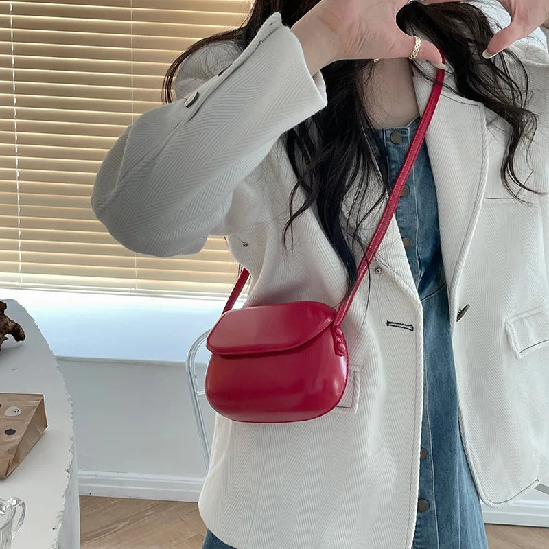 Vintage PU Leather Crossbody Bag Mini Shoulder Saddle Bag