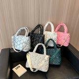 Women Crossbody Bag Solid Nylon Cotton-padded Shopper Satchel Casual Zipper