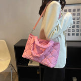 Women Crossbody Bag Solid Nylon Cotton-padded Shopper Satchel Casual Zipper