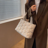 Women Crossbody Bag Solid Nylon Cotton-padded Shopper Satchel Casual Zipper