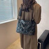 Quilted Winter Crossbody Bag Nylon Large Tote