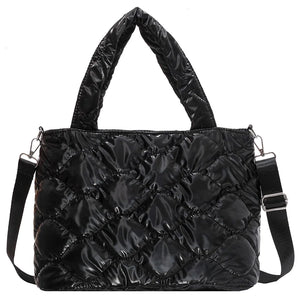 Quilted Winter Crossbody Bag Nylon Large Tote