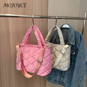 Winter Quilted Women's Crossbody Bag Casual Zipper Top-handle Tote