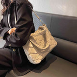 Winter Quilted Women's Crossbody Bag Casual Zipper Top-handle Tote