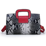 Snake Pattern Leather Crossbody Bag for Women