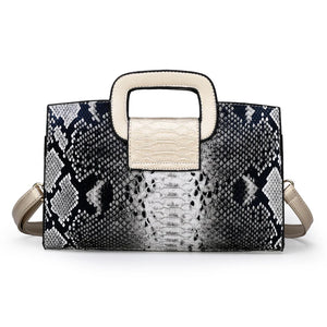 Snake Pattern Leather Crossbody Bag for Women