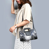 Snake Pattern Leather Crossbody Bag for Women