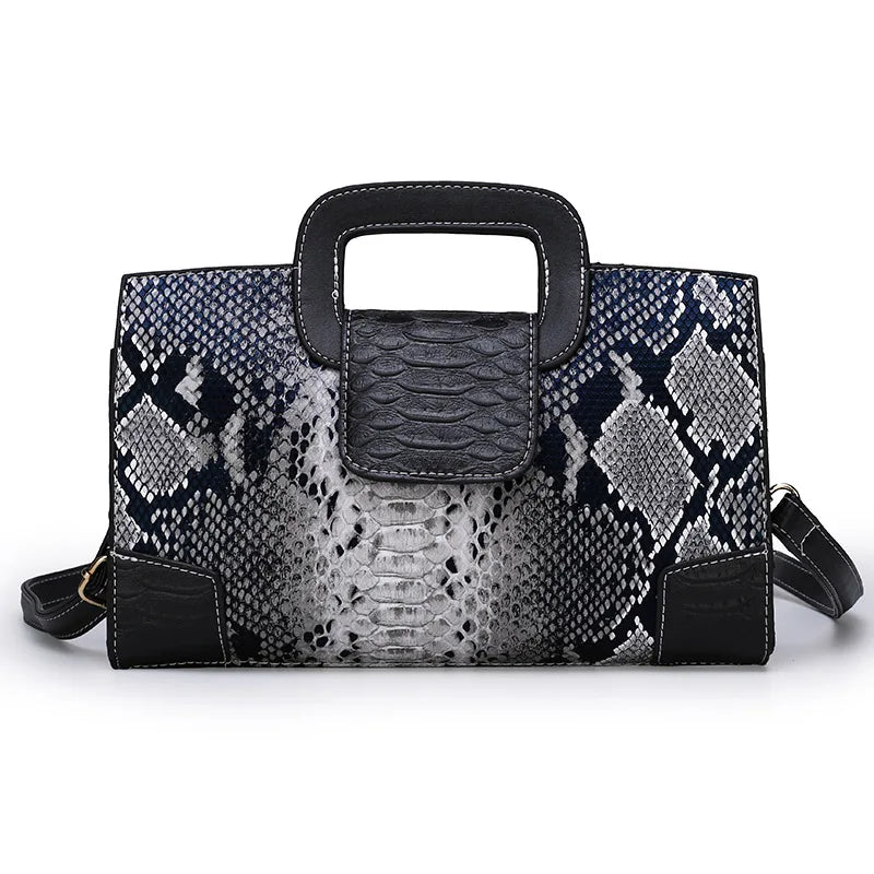 Snake Pattern Leather Crossbody Bag for Women