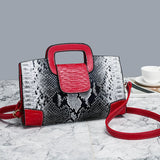 Snake Pattern Leather Crossbody Bag for Women