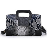 Snake Pattern Leather Crossbody Bag for Women