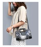 Snake Pattern Leather Crossbody Bag for Women